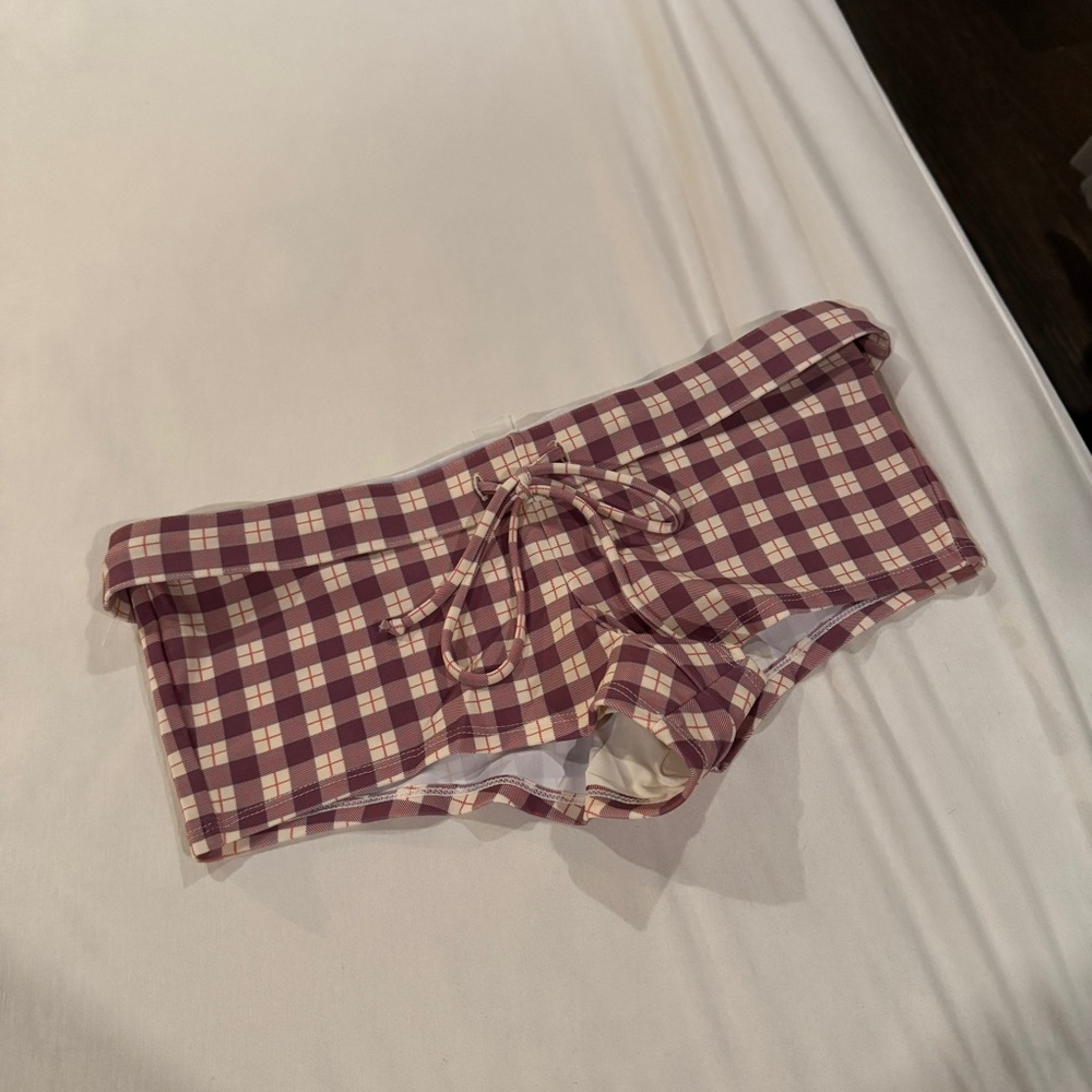 Oddli Tankini Bottom in Plum Plaid